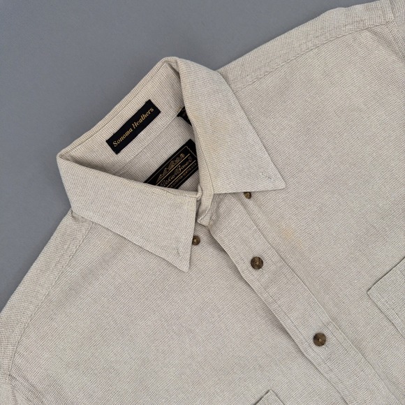Eddie Bauer Other - Vintage 90s Eddie Bauer Denim Shirt Mens M 100 Cotton Beige Button Down Workwear